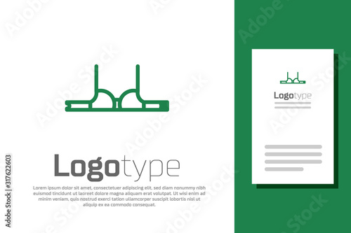 Green line Bra icon isolated on white background. Woman underwear. Logo design template element. Vector Illustration