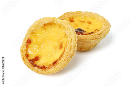 Egg tart isolated on white background with clipping path