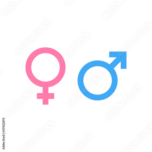 Male and female symbol in blue and pink colour. Gender icon for man and woman. Flat vector illustration EPS 10
