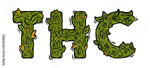 lettering design weed inscription "THC"