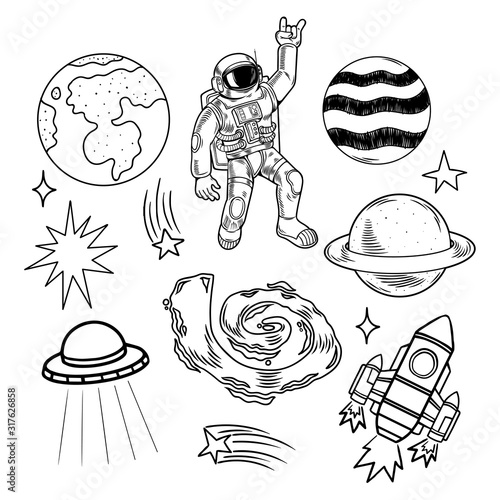 Space set design in sketch style