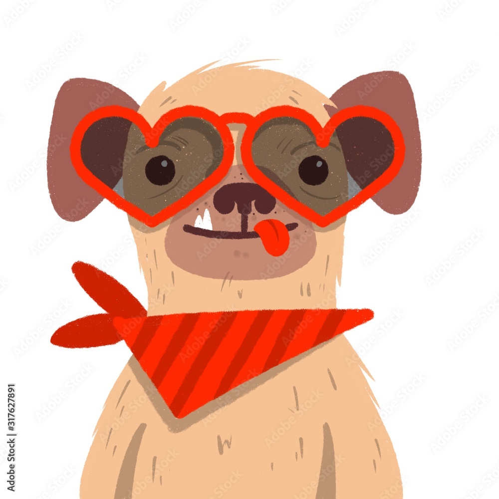 Naklejka premium Valentines Day Pug