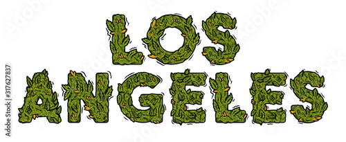 lettering design weed inscription "LOS ANGELES"