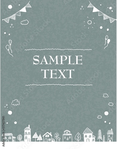 街並み 風景 線画 素材 イラスト ベクター クリスマス