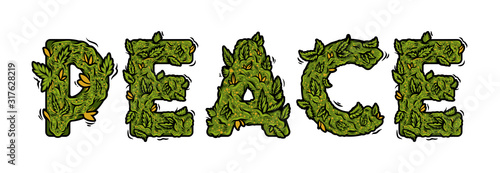 lettering design weed inscription "PEACE"