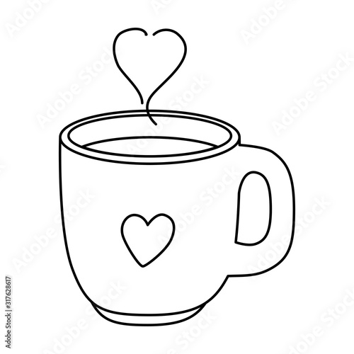 cup coffee with heart isolated icon