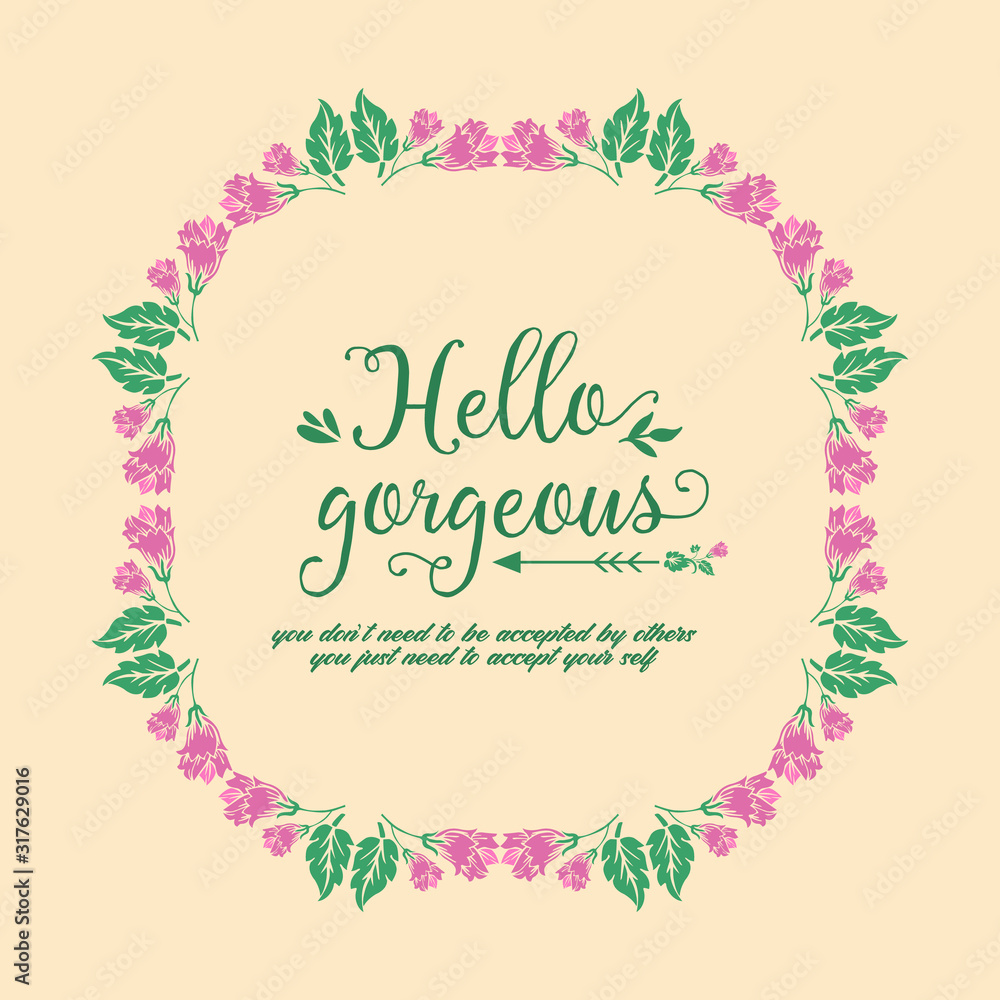 Seamless pattern of leaf and floral frame with unique style, for hello gorgeous card concept. Vector Seamless pattern of leaf and floral frame with unique style, for hello gorgeous card concept. Vector