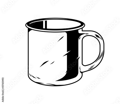 Classic vintage camping metal mug for drink water