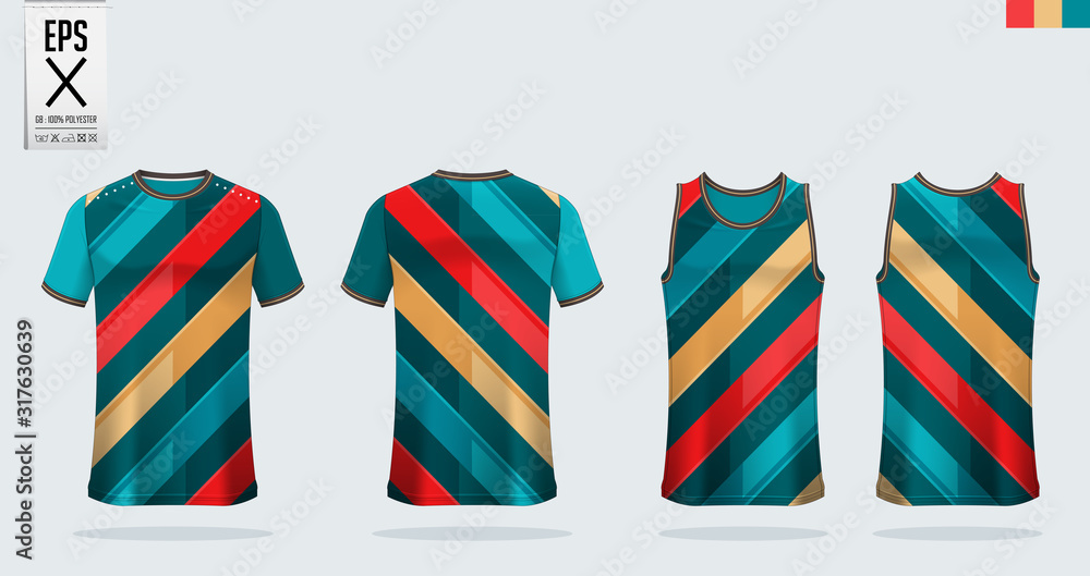 T-shirt sport mockup template design for soccer jersey, football kit. Tank top for basketball jersey and running singlet. Sport uniform in front view and back view. Vector art Illustration. T-shirt sport mockup template design for soccer jersey, football kit. Tank top for basketball jersey and running singlet. Sport uniform in front view and back view. Vector art Illustration.