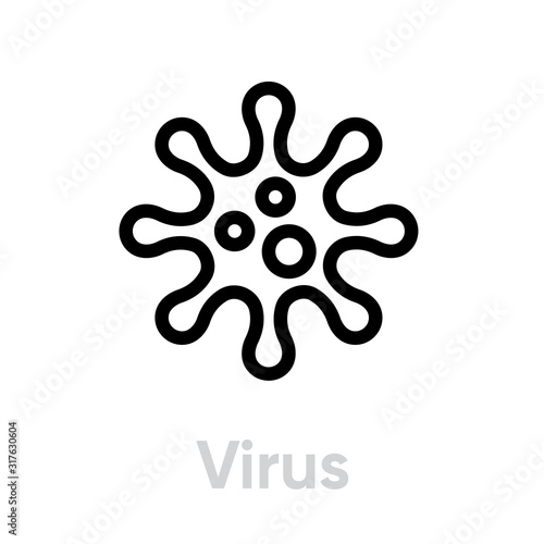 Virus vector icon. Editable line Bacteria pictogram. Abstract sign
