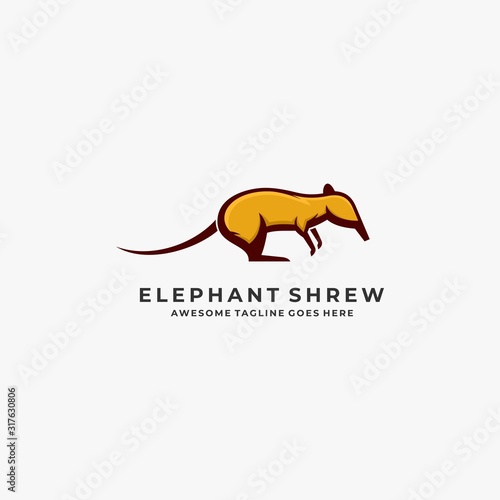 Vector Logo Illustration Elephant Shrew Mascot Cartoon