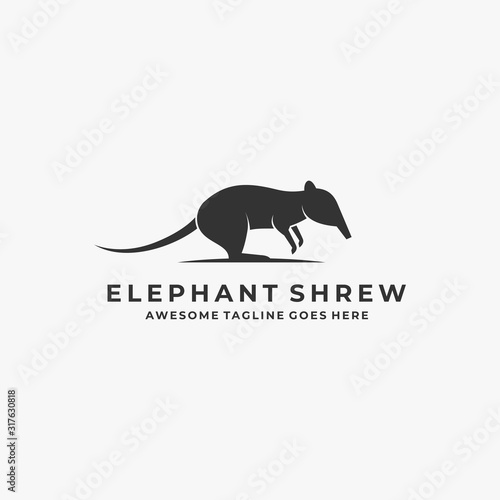 Vector Logo Illustration Elephant Shrew Jump Silhouette