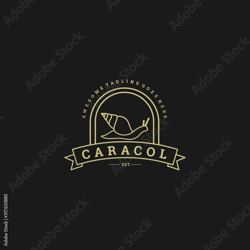 Vector Logo Illustration Snail propagate Vintage Badge