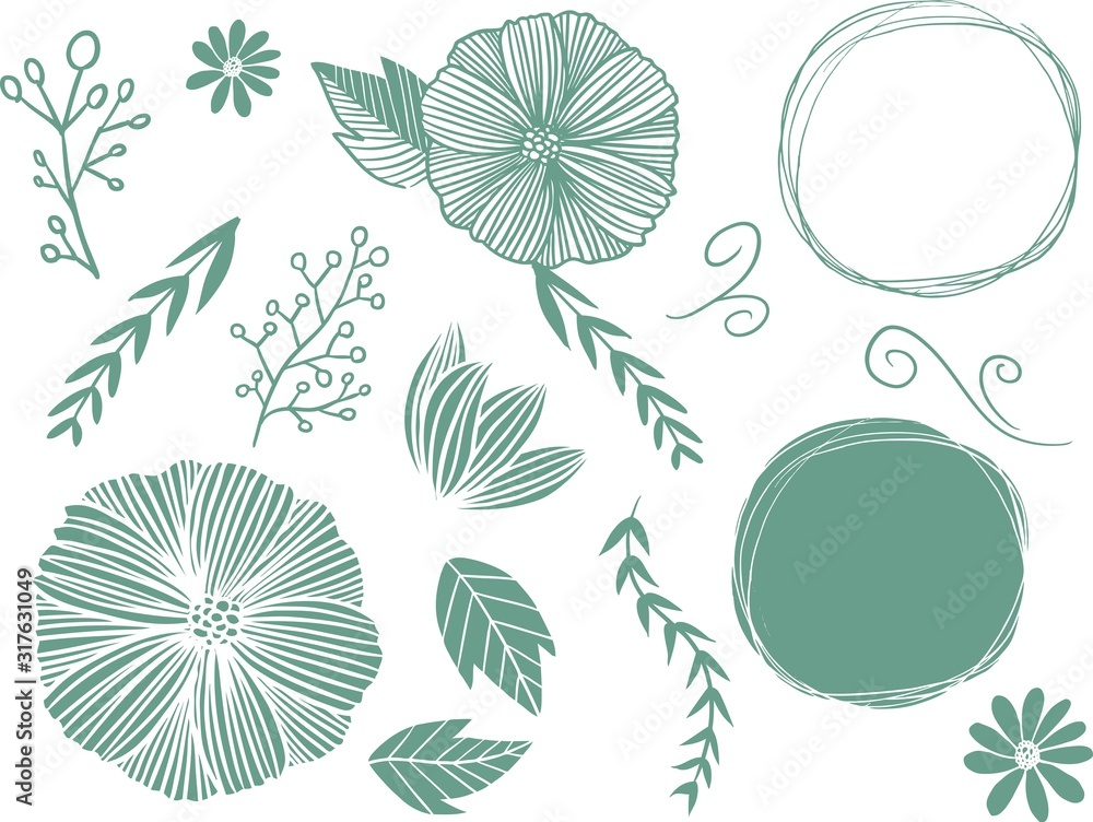 自然 手書き 手描き 素材 ナチュラル ベクター イラスト 素材 自然 植物 Stock Vektorgrafik Adobe Stock