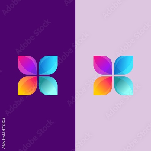 awesome flower gradient logo vector