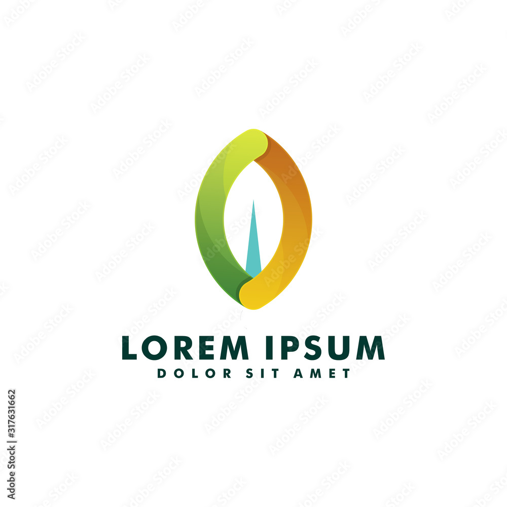 Green leaf circle logo design template vector Green leaf circle logo design template vector