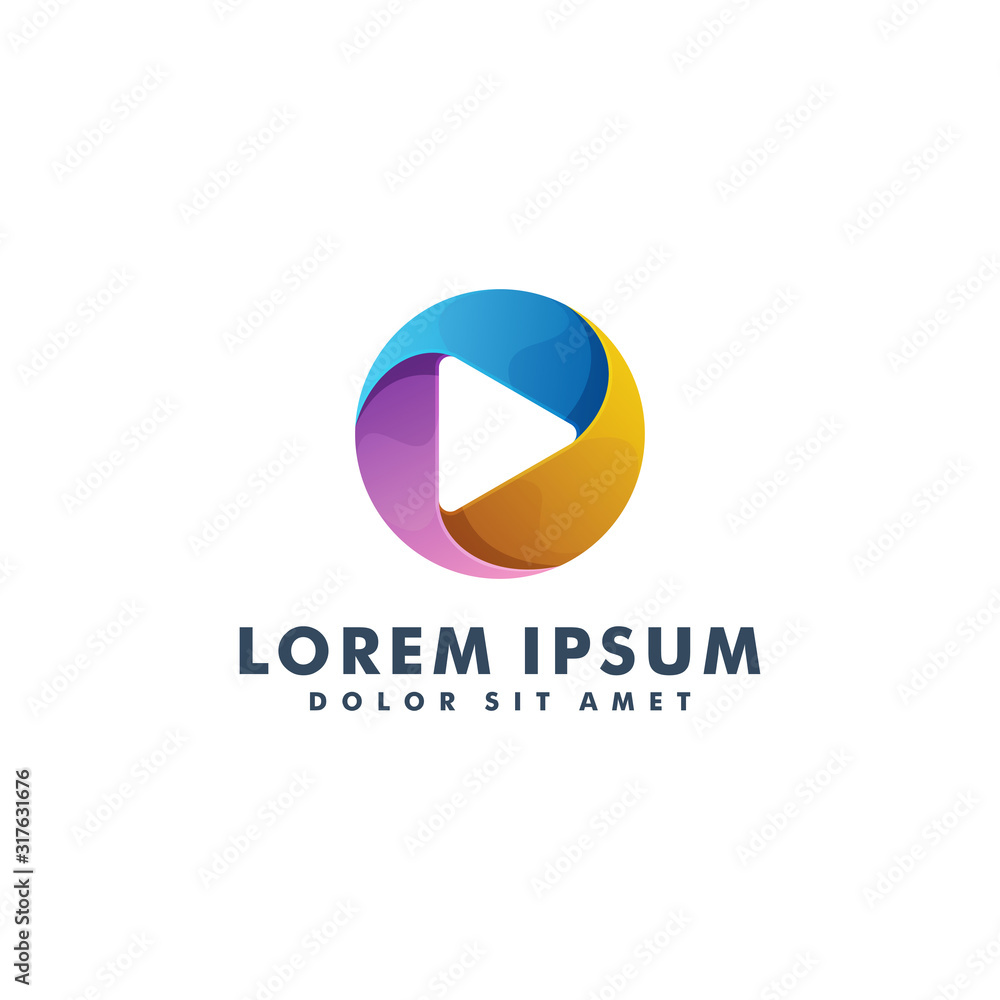 media play logo design template vector media play logo design template vector