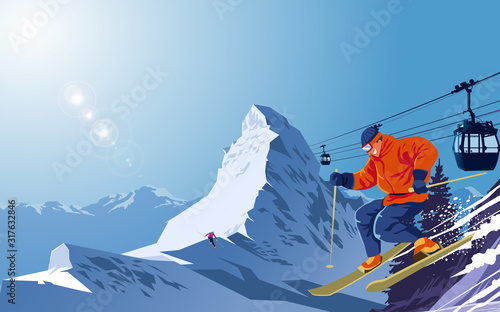 Snow ski on snow mountain	