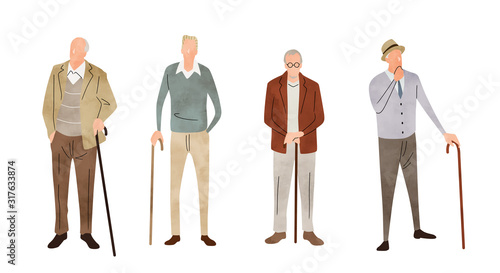 Illustration material: senior man, set, lifestyle