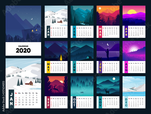 calender 2020 potrait minimalist landscape natural background