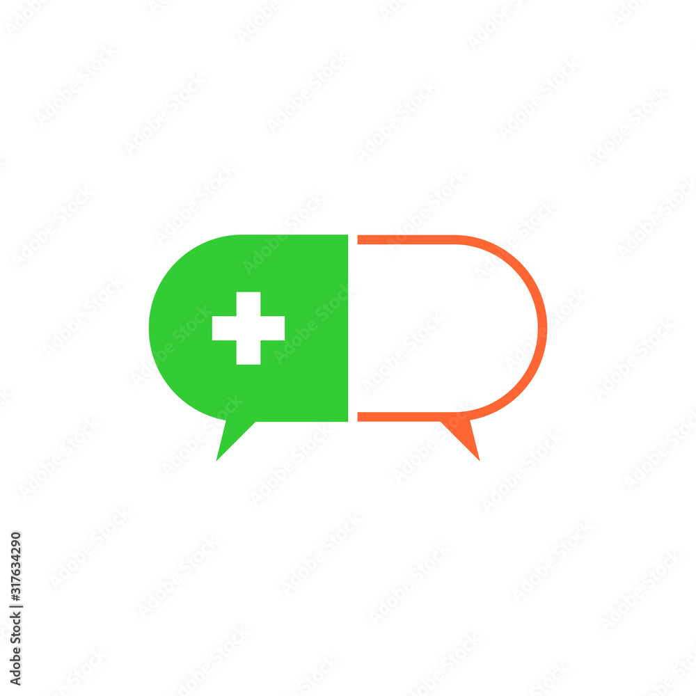 Fototapeta premium plus medical capsule medicine talk forum symbol logo vector