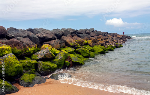 Big stones of the Pacific Coast along the Pacific Ocean in southern California near SanDiego, popular with locals and tourists.