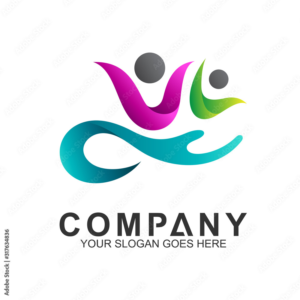 Fototapeta premium People Care Logo,Abstract Family Logo