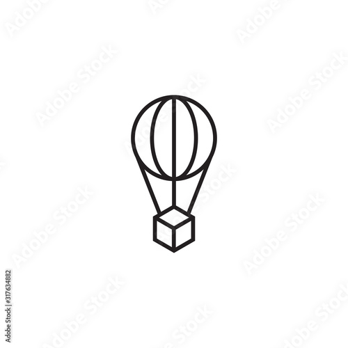 Flying air balloon logo icon design template