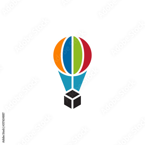 Flying air balloon logo icon design template