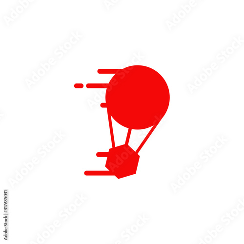 Flying air balloon logo icon design template