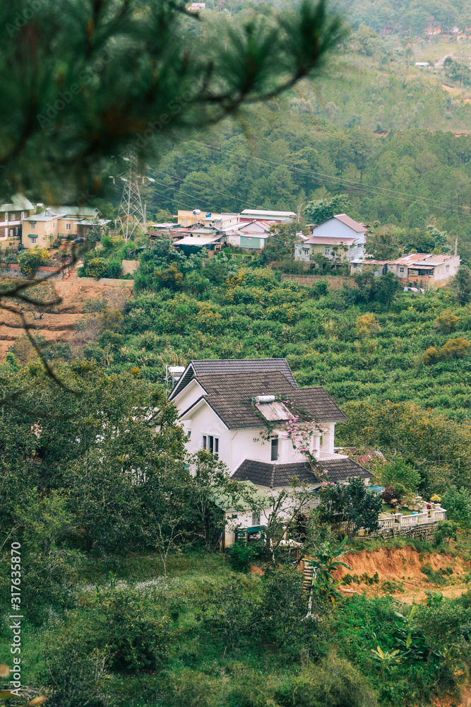 Houses on the hill in Dalat, Vietnam