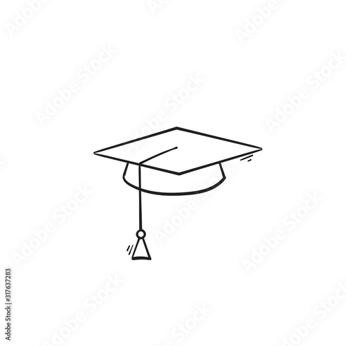 hand drawn Square academic cap, Simple graduate cap silhouette icon doodle style