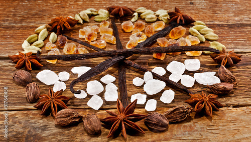 Canvastavla Celtic wheel of a year made of sweet spices