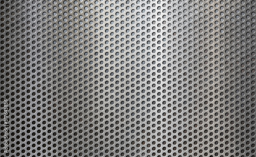 Old metal perforated grid background 3d illustration