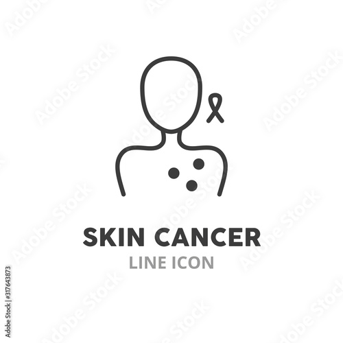 Skin cancer symbol thin  line icons. Cancer treatment, operation, melanoma. Vector illustration symbol elements for web design.