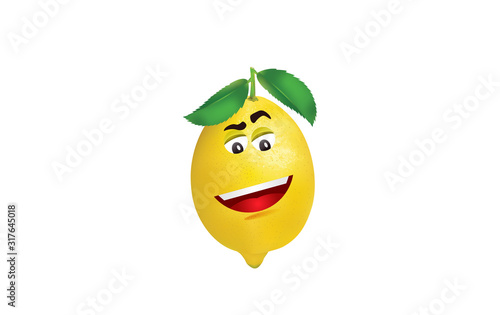 lemon with smile character, illustration vector