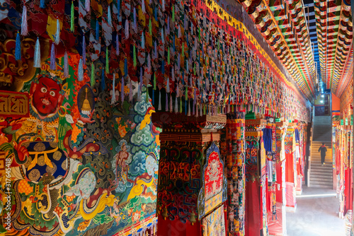 Inside amazing pattern architecture of Song Zan Lin Temple Yunnan, China © EmmaStock