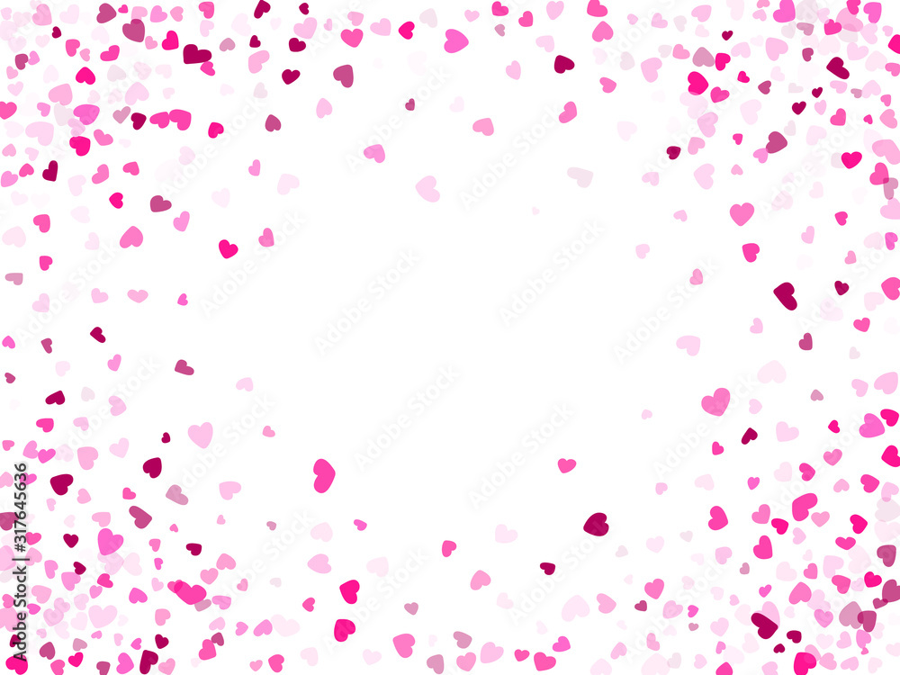 Hearts confetti flying vector background graphic design.