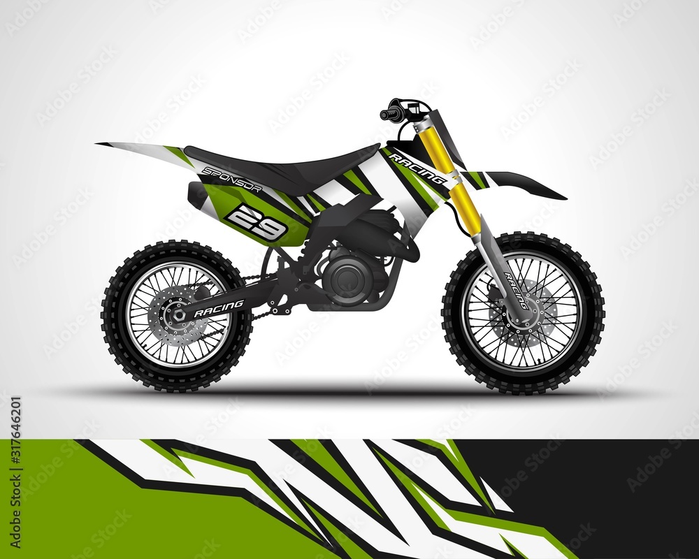 Racing motorcycle wrap decal and vinyl sticker design. Concept graphic abstract background for wrapping vehicles, motorsports, Sportbikes, motocross, supermoto and livery. Vector illustration. Racing motorcycle wrap decal and vinyl sticker design. Concept graphic abstract background for wrapping vehicles, motorsports, Sportbikes, motocross, supermoto and livery. Vector illustration.