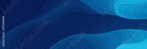 artistic horizontal header with midnight blue, light sea green and strong blue colors. dynamic curved lines with fluid flowing waves and curves © Eigens
