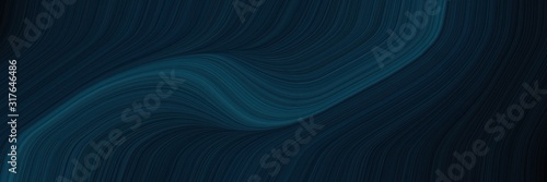 artistic horizontal banner with very dark blue, dark slate gray and black colors. dynamic curved lines with fluid flowing waves and curves © Eigens
