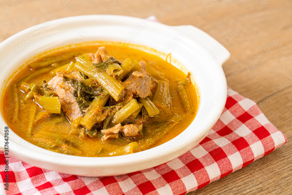 Thai pork curry with morning glory Thai pork curry with morning glory