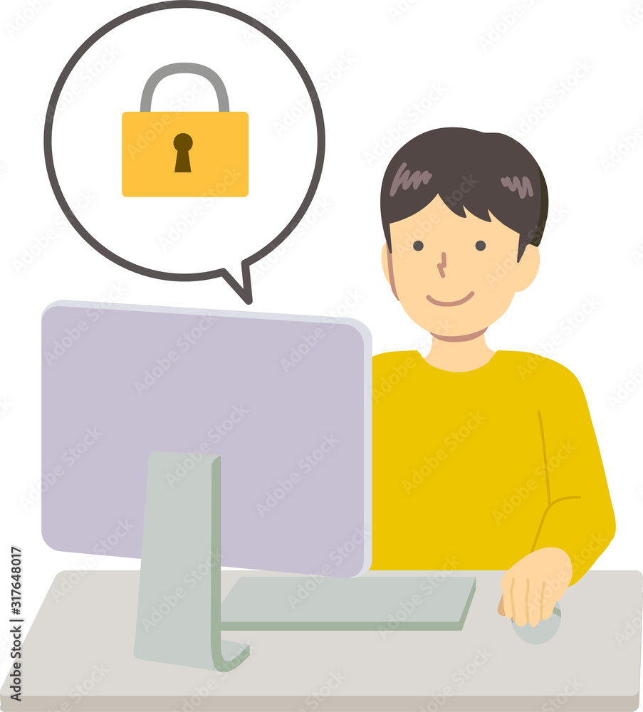 黄色い服を着た男の子男の子 ロックセキュリティ Stock Vector Adobe Stock