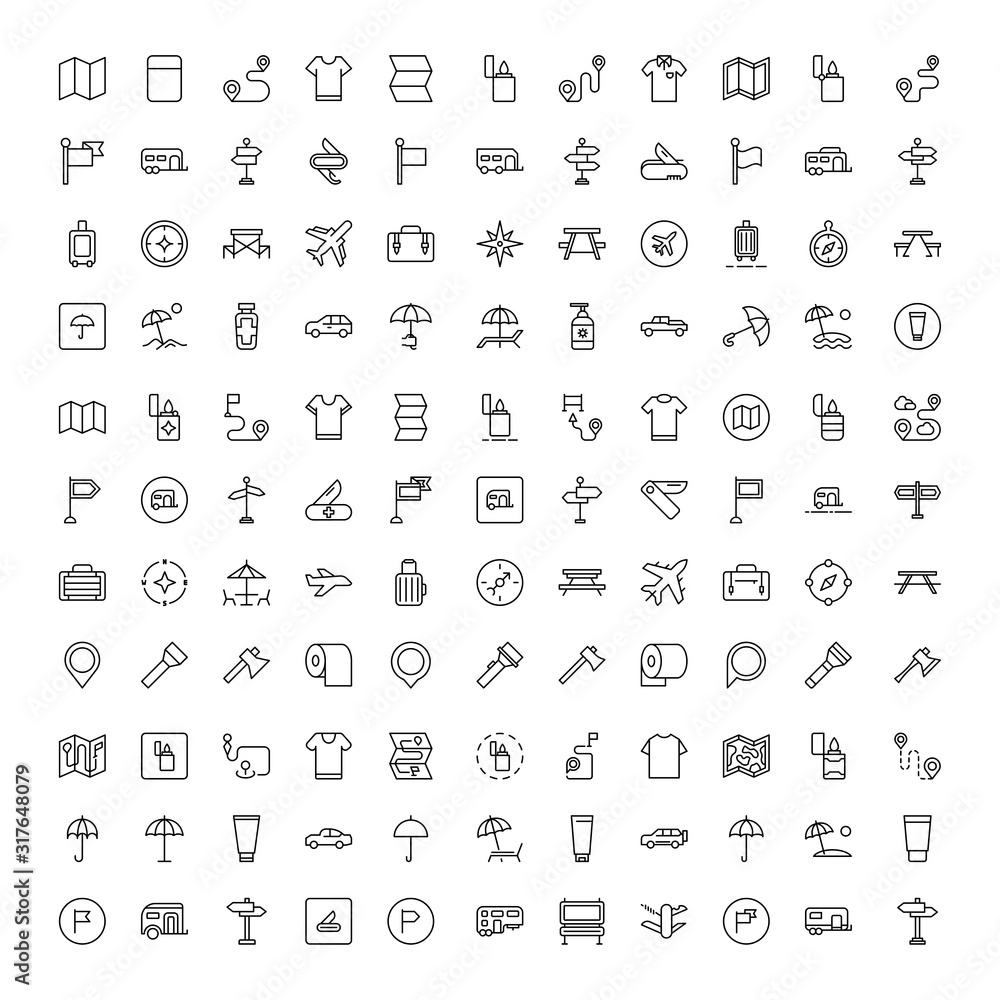 Travel set line icons Travel set line icons