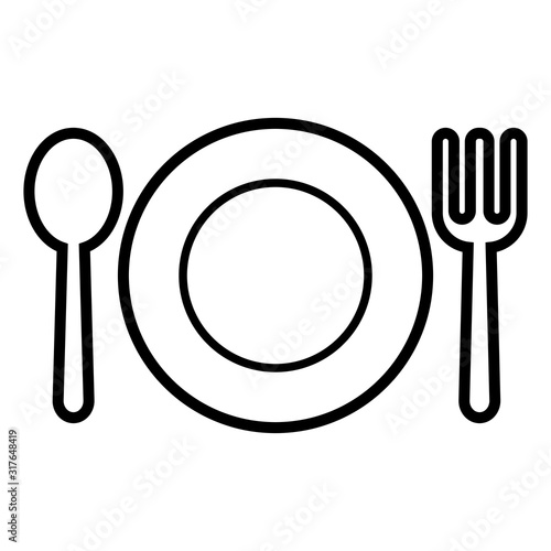 flatware - fork, spoon , plate and knife icon vector design template