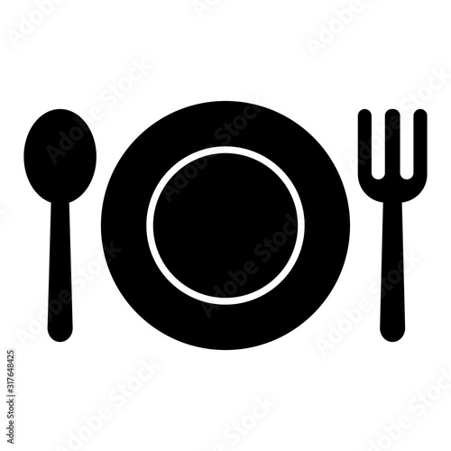 flatware - fork, spoon , plate and knife icon vector design template