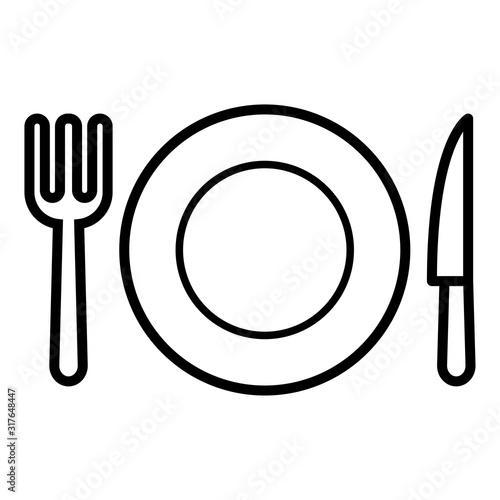 flatware - fork, spoon , plate and knife icon vector design template