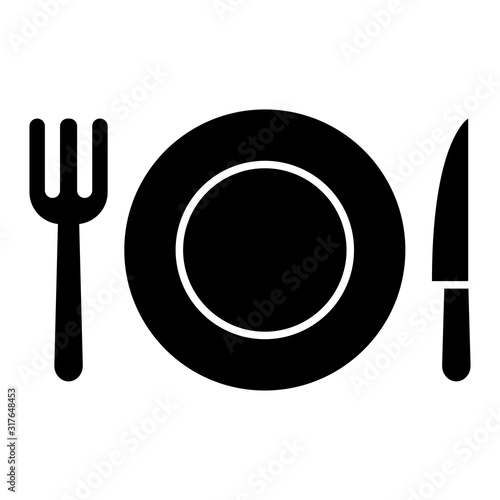 flatware - fork, spoon , plate and knife icon vector design template