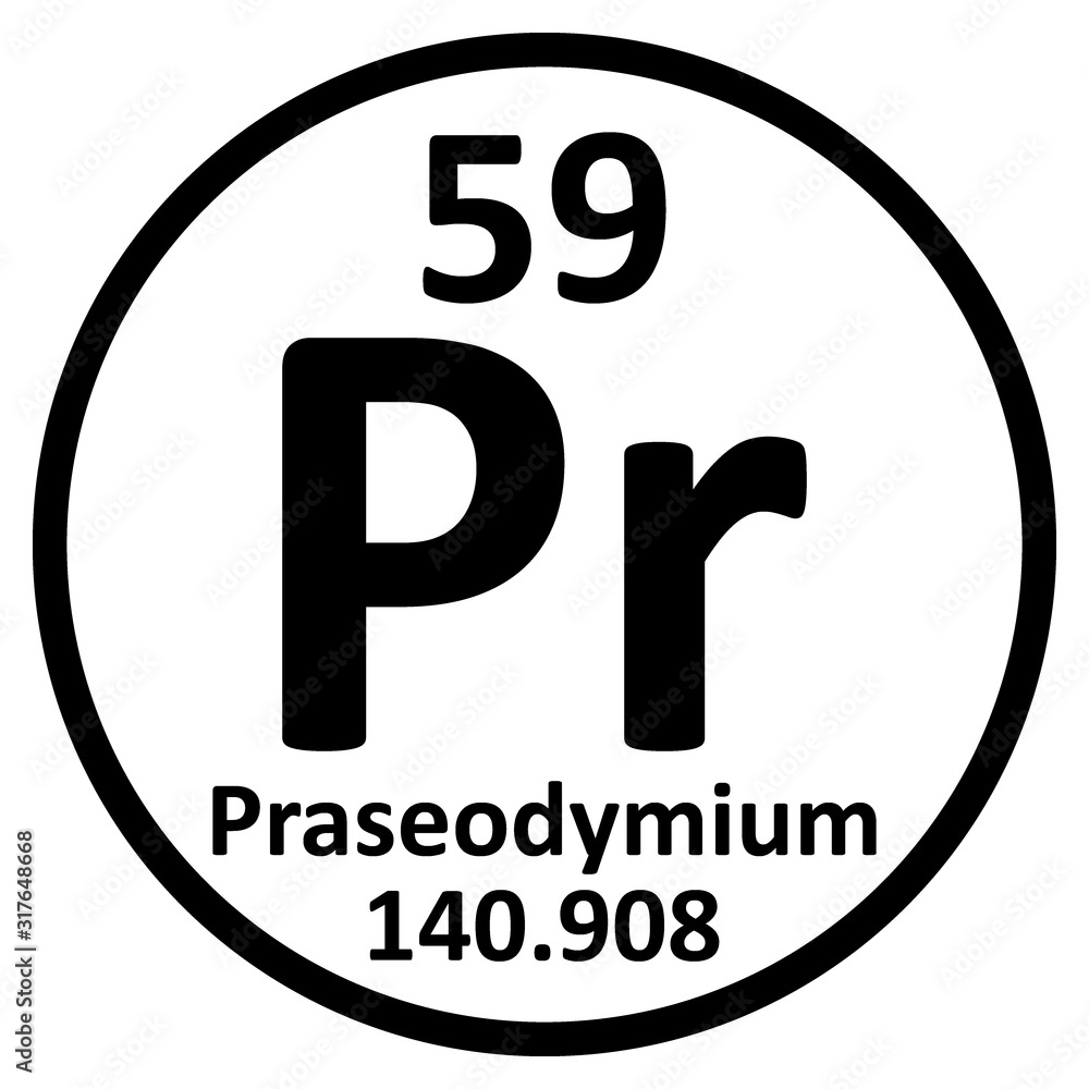 Periodic table element praseodymium icon.