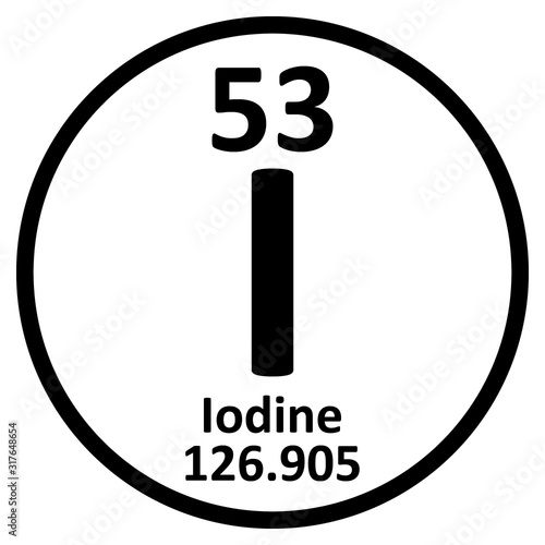Periodic table element iodine icon.